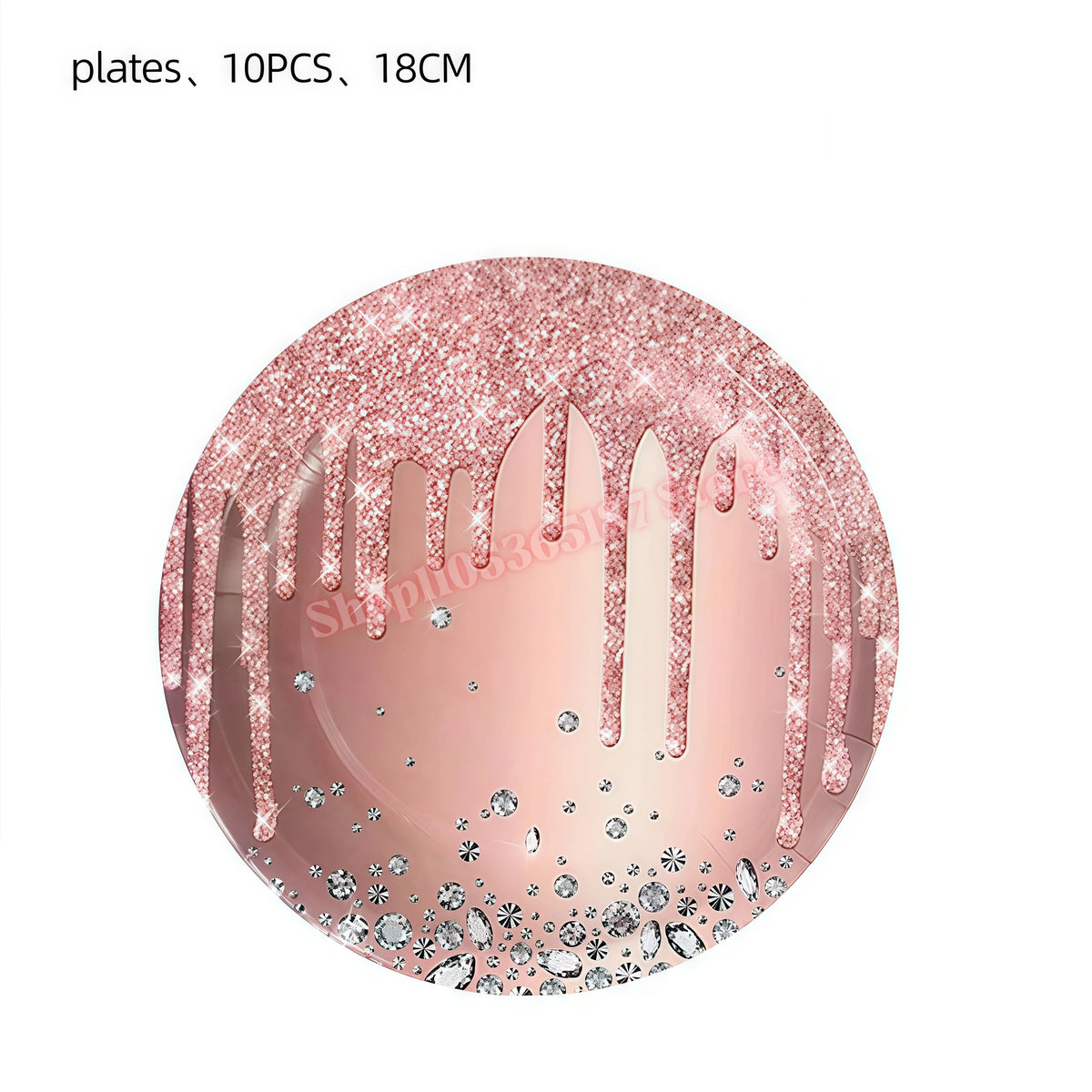 Pink Rose Gold Diamond Glitter Party Plates & Cups – 6pc Party Tableware Set Babs 10pcs 7inch plate others