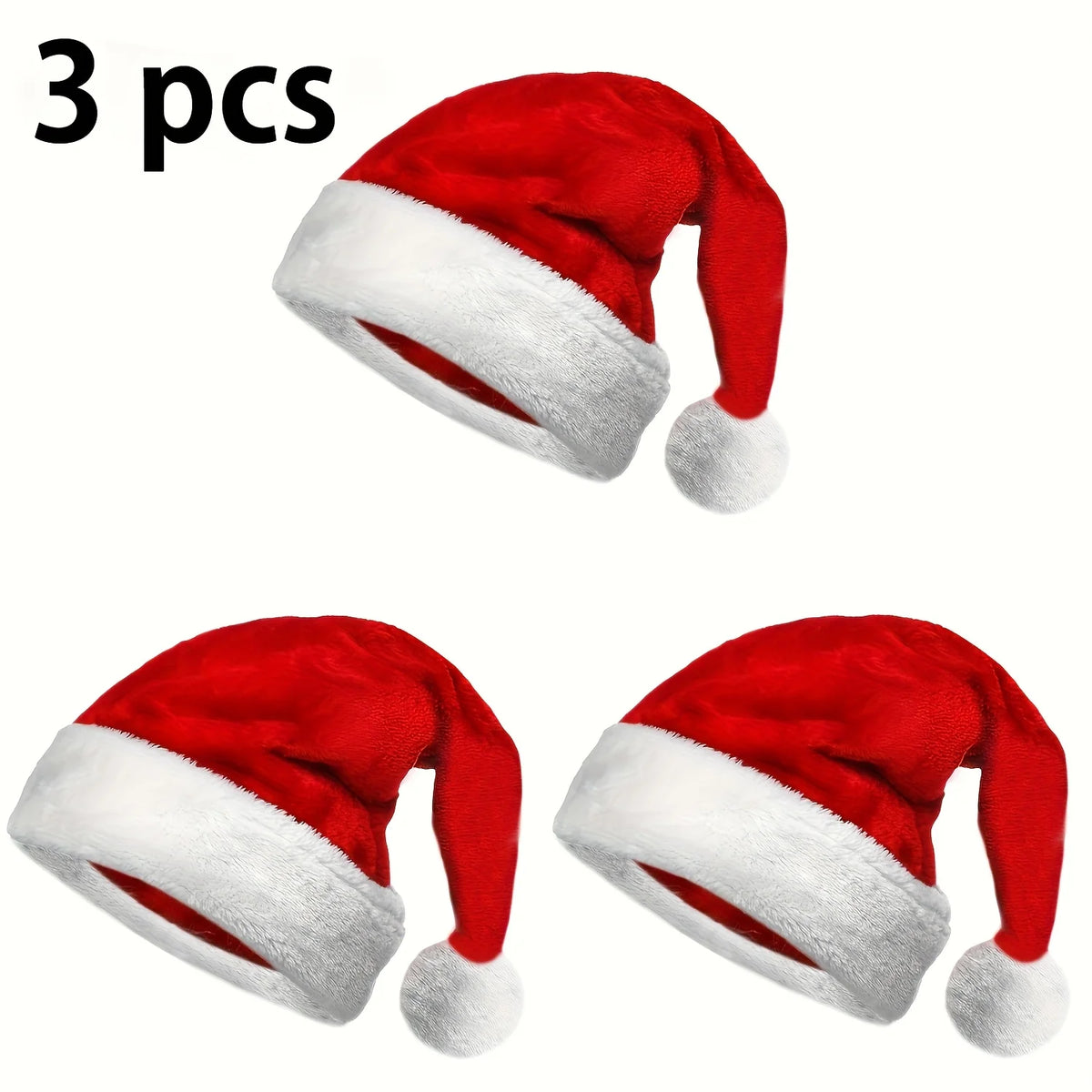 3-Pack Adult Christmas Hats – Cozy Red & White Santa Caps Christmas Santa Hat Babs 40x30cm Red