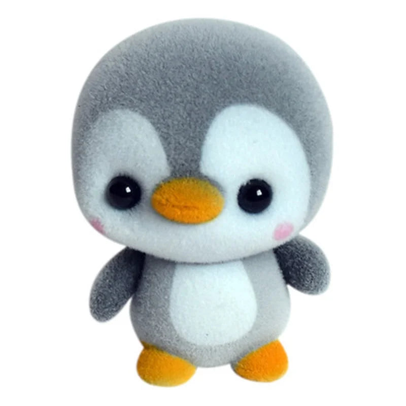Mini Flocked Kawaii Penguin Doll – 5.5CM PVC Toy, 4 Colors Collectible Figurine Babs grey