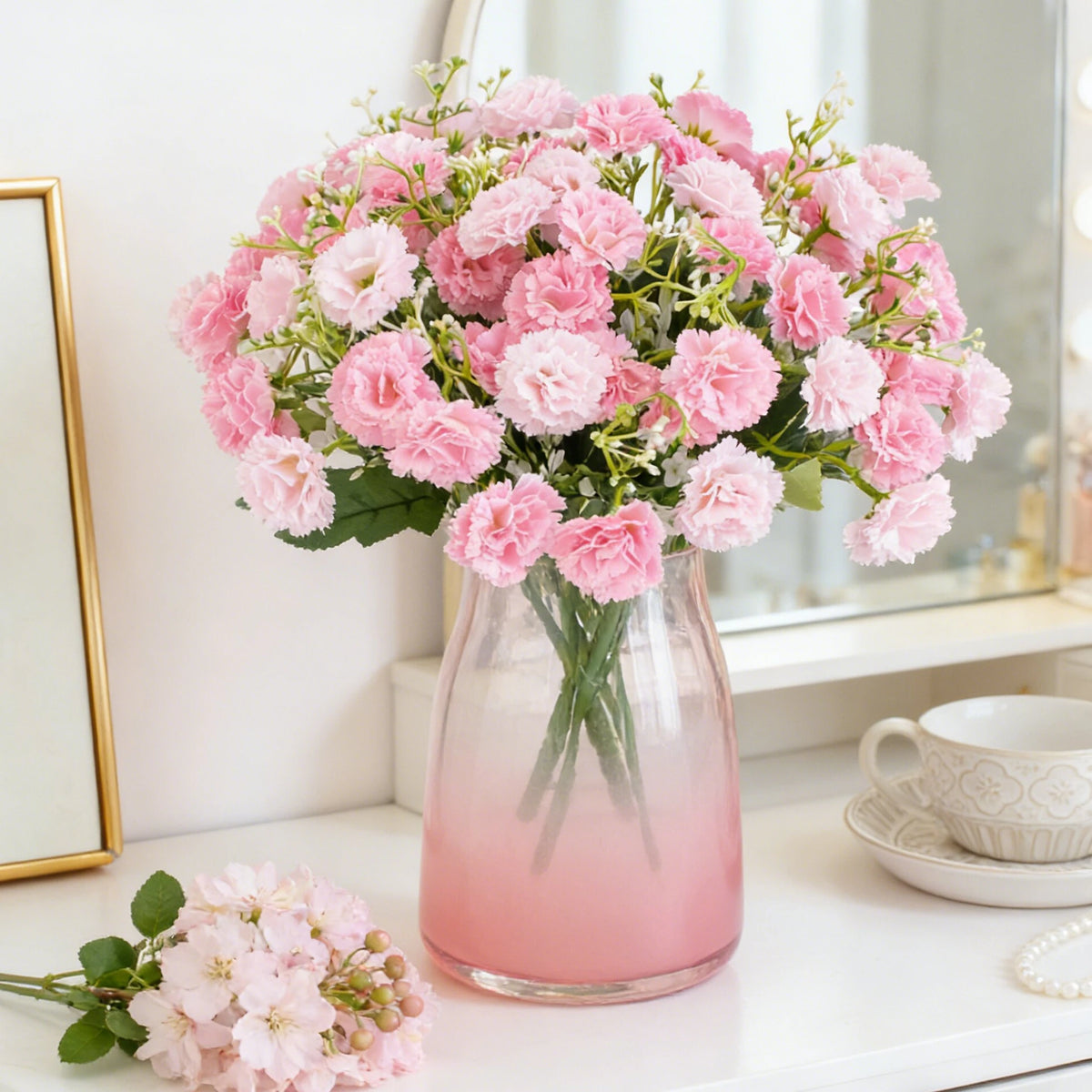 Artificial Silk Carnation Bouquet – Wedding & Home Decor Artificial Flower Bouquet Babs