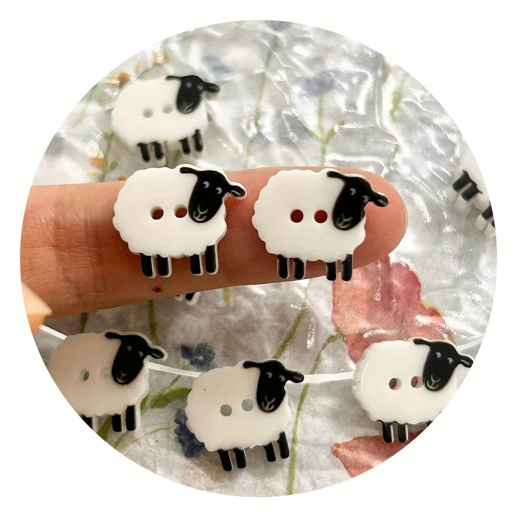 Sheep-Shaped Resin Buttons | 2-Hole DIY Fabric Buttons Novelty Craft Buttons Babs