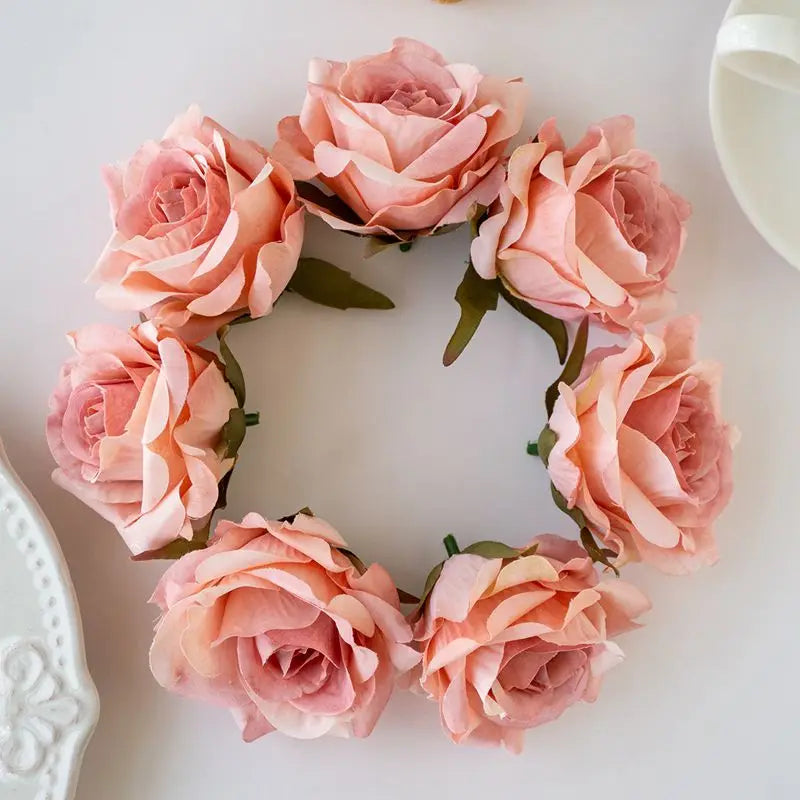 Silk Rose Flower Heads 5/10pcs – Wedding & DIY Decor Artificial Flower Heads Babs color 4 10 pcs