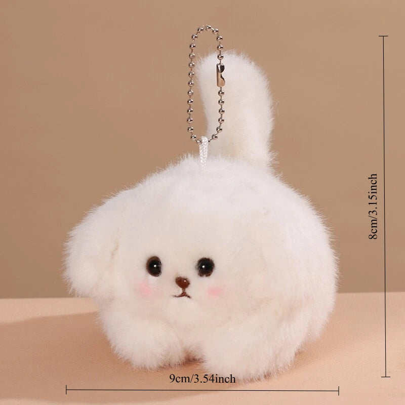 Wagging Tail Dog Plush Doll – Pull Rope Toy Gift Pendant Plush Stuffed Toy Babs white