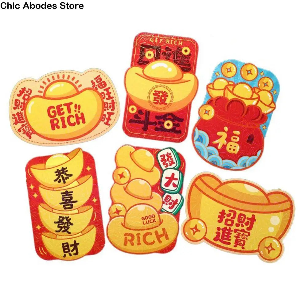 6-Pack Dragon Year Chinese Red Envelopes – Lucky Money Bags Red Envelopes Babs