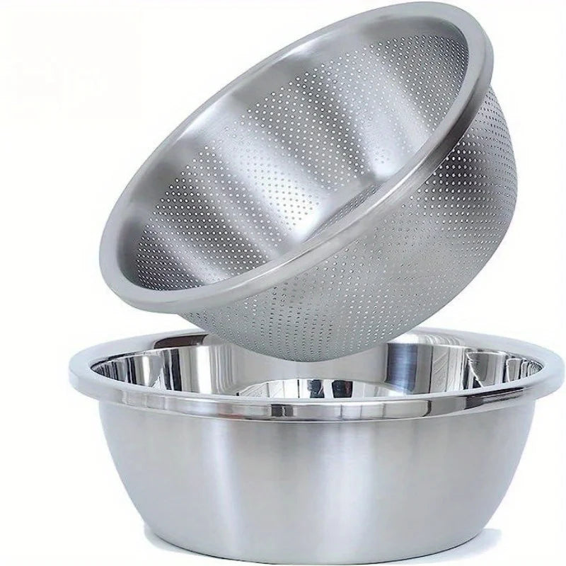 Stainless Steel Double Layer Colander Basket Set of 2 Kitchen Colander Set Babs 2pcs