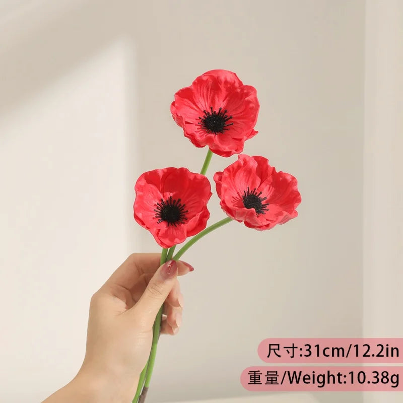 3-Pack Silk Artificial Rose & Poppy Flower Heads for Wedding Decor Artificial Flower Heads Babs