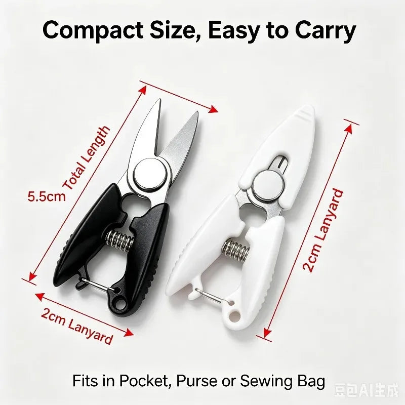 Mini Spring Thread Cutter – Portable Stainless Steel Pocket Scissors Embroidery Scissors Babs