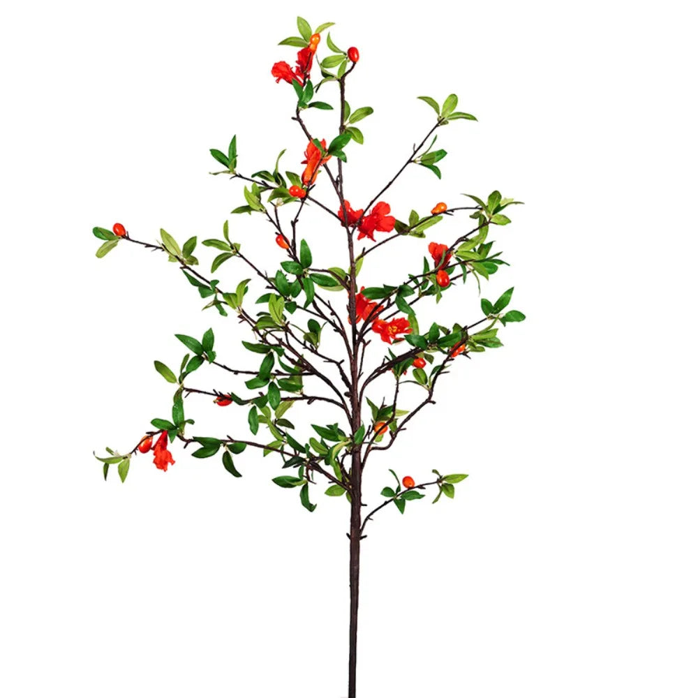 85cm Artificial Pomegranate Flower Branch – Realistic Faux Decor Artificial Flower Branch Babs Red