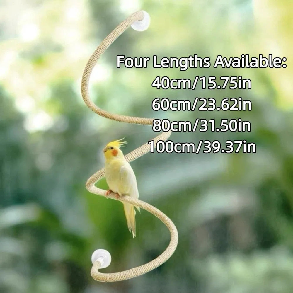 Bendable Linen Rope Bird Perch with Suction Cup – 4 Sizes Bird Perch Babs