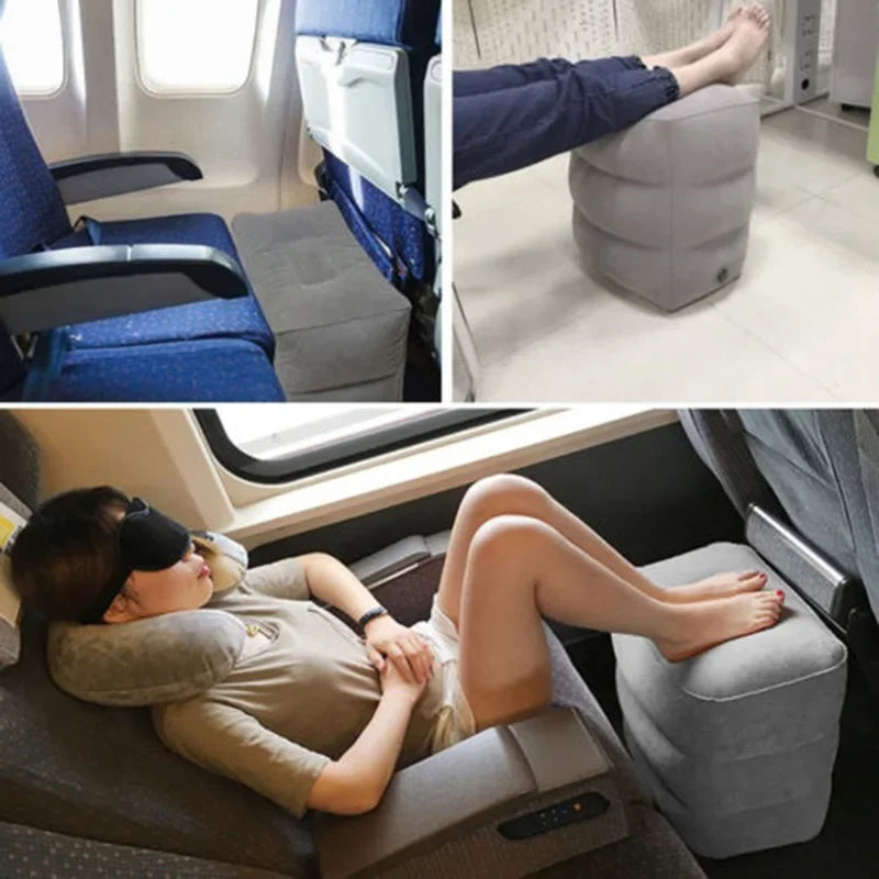 Inflatable Travel Foot Rest Pillow – 3-Layer Adjustable Footstool Travel Foot Rest Babs
