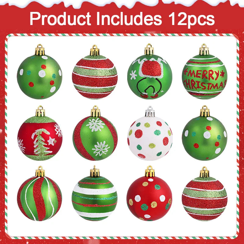 12PCS Glitter Christmas Ball Ornaments 6cm – Holiday Tree Décor Christmas Ball Ornaments Babs