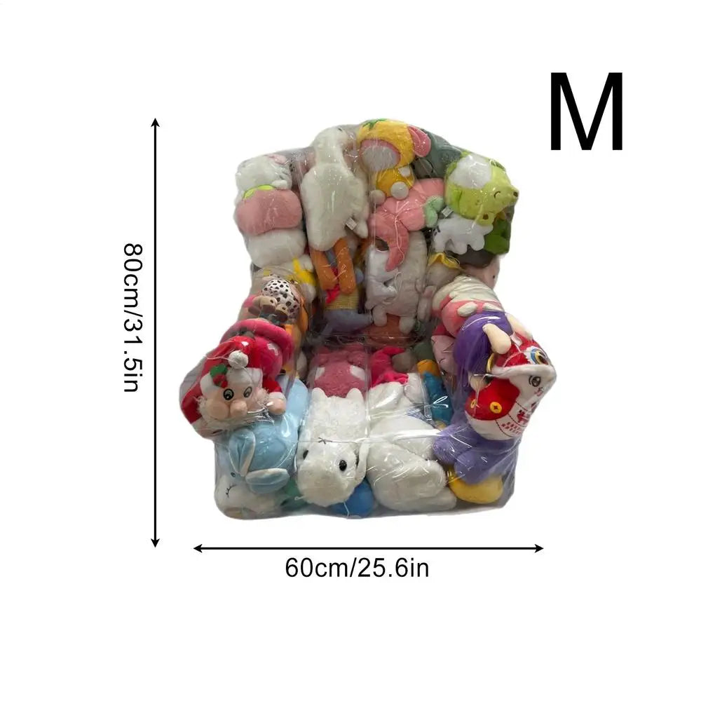 Kids Stuffed Animal Storage Bean Bag Chair – Clear PVC Zipper Toy Storage Bag Babs Transparent M