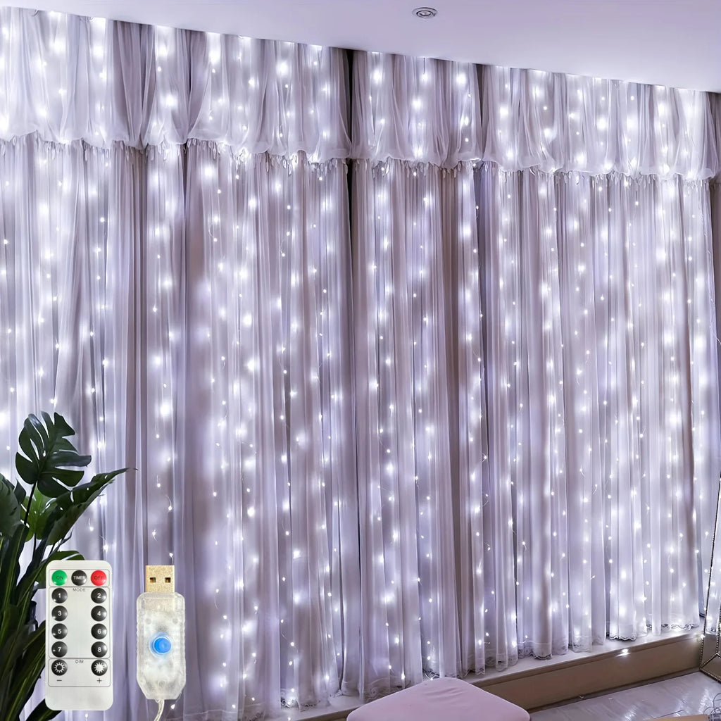 USB LED Fairy Curtain Light – Bedroom & Holiday Decoration LED Curtain Light Babs White 6Mx3M
