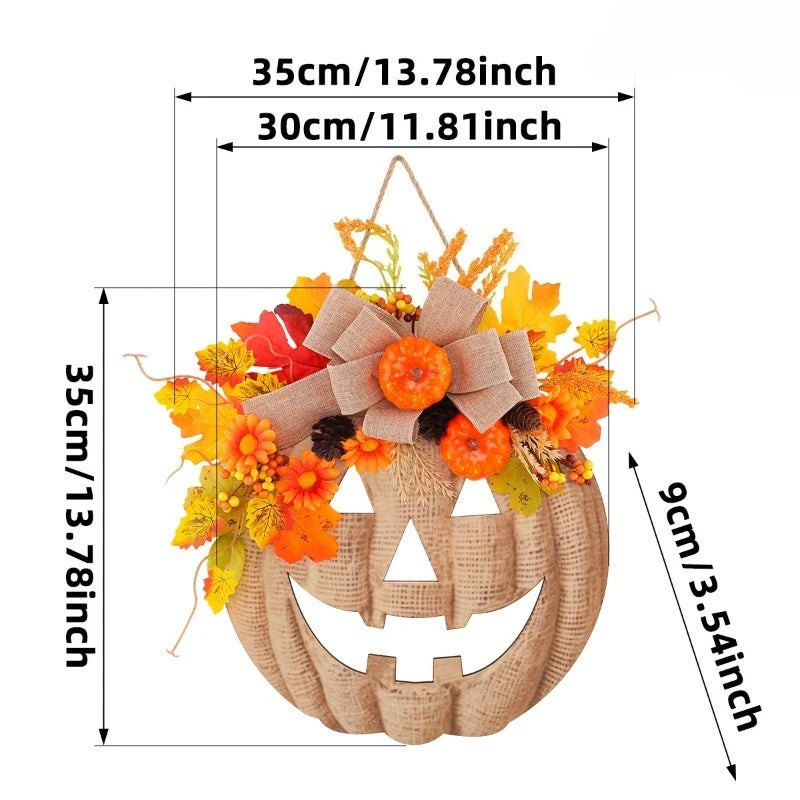 Halloween Wooden Pumpkin Floral Hanging Wreath | Fall Decor Fall Hanging Wreath Babs