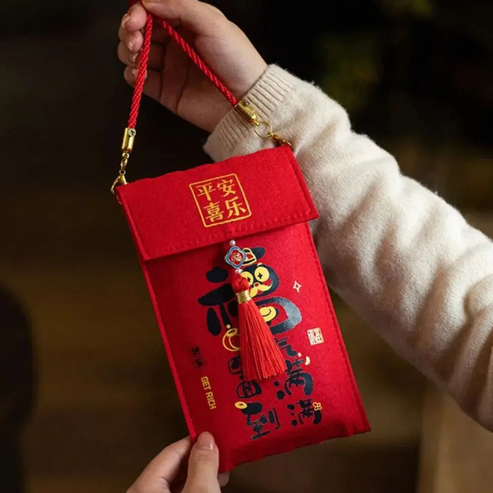 Traditional Brocade Red Envelope – Embroidered New Year Blessing Bag Brocade Red Envelope Babs