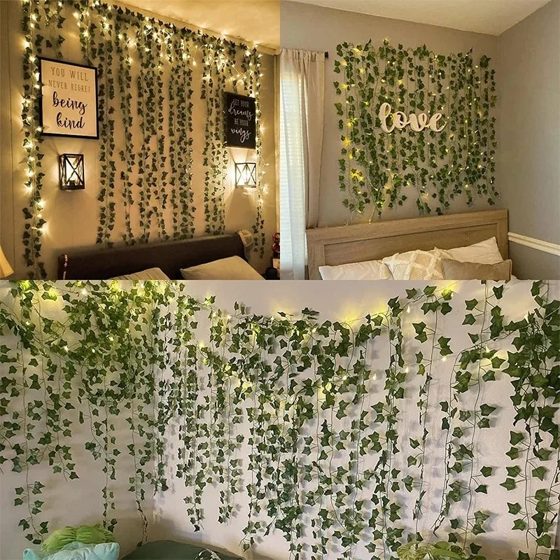 Green Ivy 210cm LED Artificial Hanging Plant Wall Decor Artificial Hanging Plant Babs