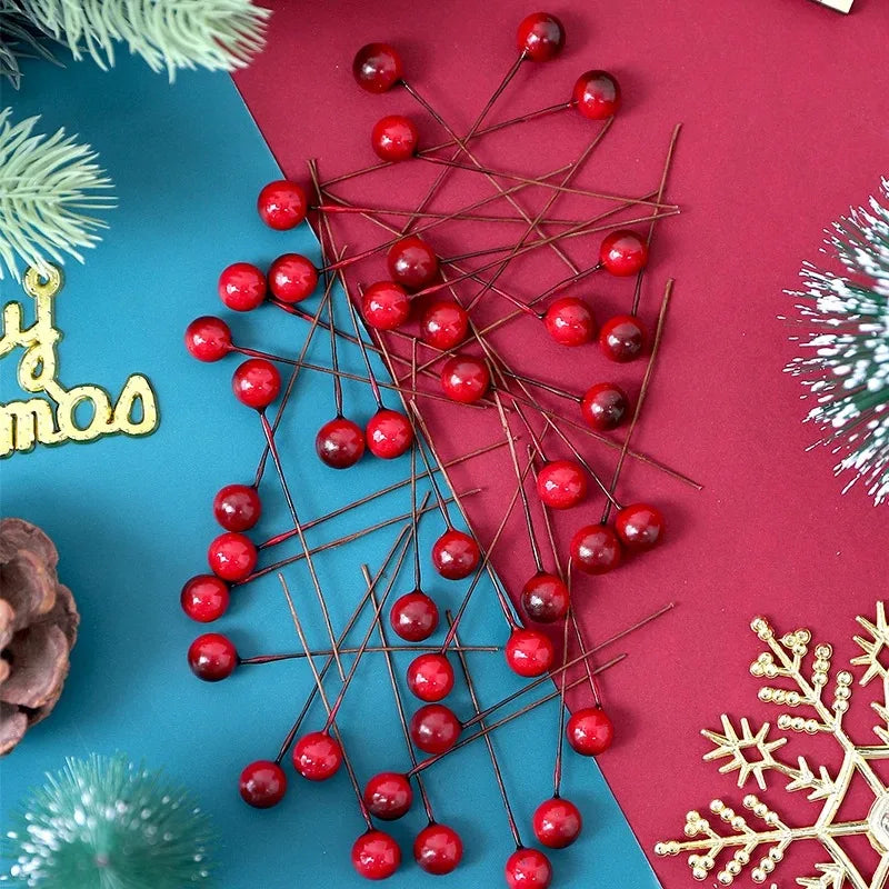 Artificial Holly Berry Stems for Christmas Wreaths & Crafts 50/100Pc Christmas Craft Stems Babs 10mm 50Pcs
