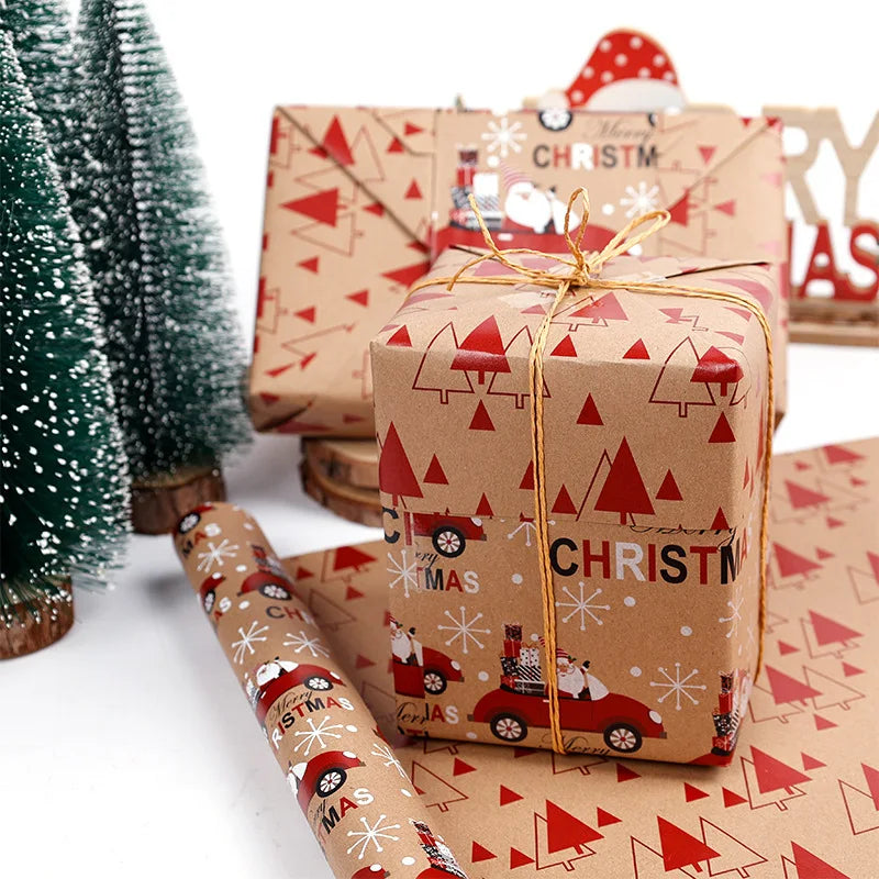 Kraft Vintage Christmas Wrapping Paper Roll – Holiday Gift Wrap Christmas Wrapping Paper Babs