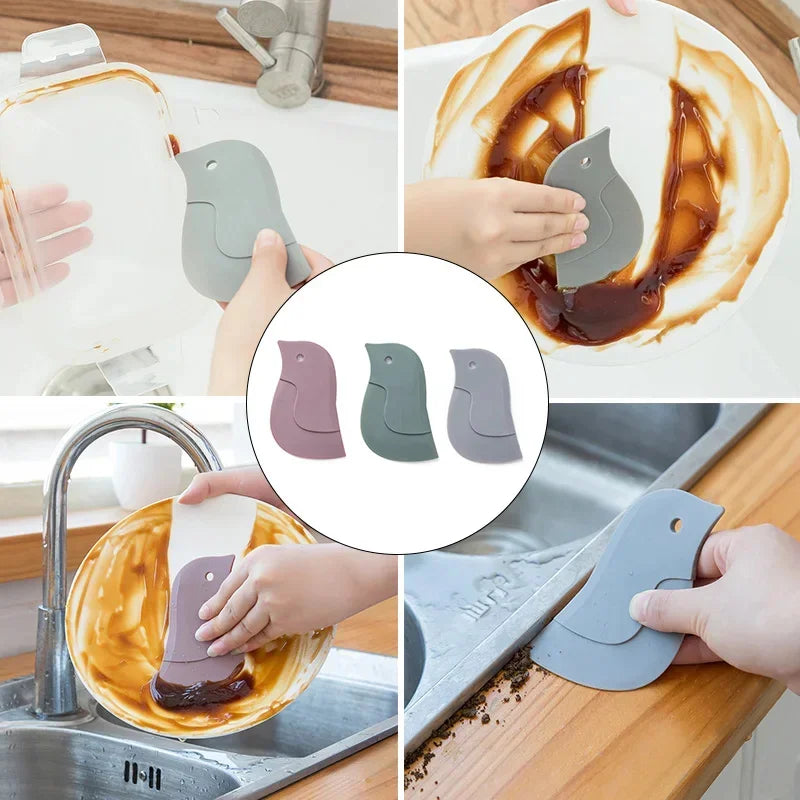 Silicone Kitchen Scraper – Non-Scratch Grease & Oil Cleaner Kitchen Cleaning Scraper Babs