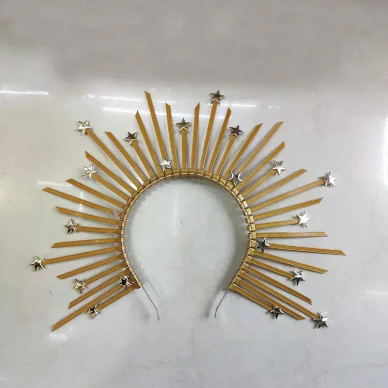 Golden Star Goddess Spiked Crown Headband – Cosplay & Party Costume Crown Headband Babs 2