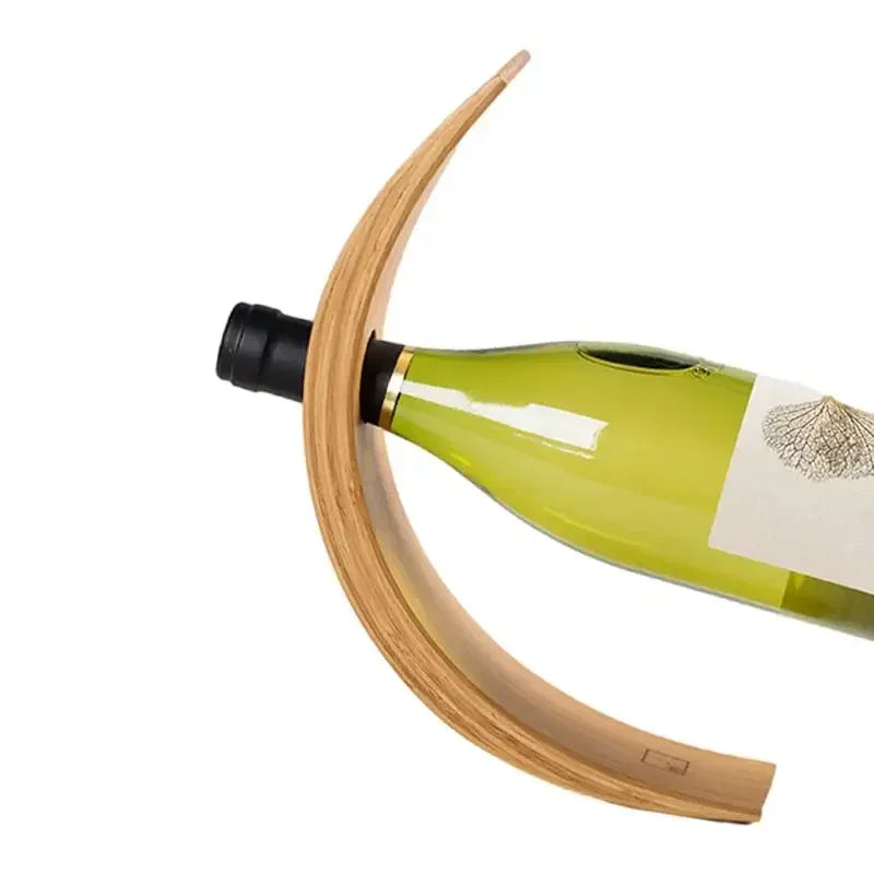 Bamboo Balance Wine Rack – Single Bottle Display Stand Wine Bottle Rack Babs