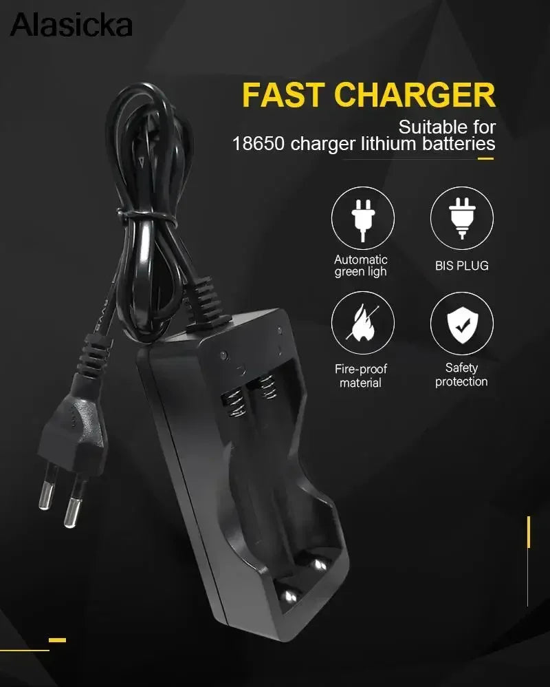 Alasicka 18650 Dual Slot Smart Li-ion Battery Charger + Cable Battery Charger Babs