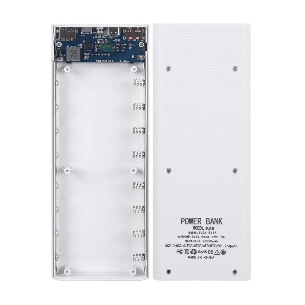 KEBIDUMEI 8x18650 DIY Power Bank Case 22.5W USB-C Fast Charge Power Bank Case Babs Fast Charger WH