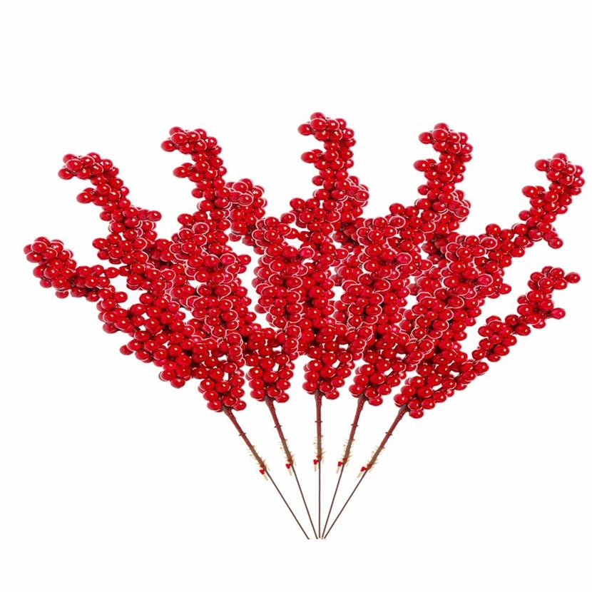 Artificial Holly Berry Branches 5/10 Pcs – Christmas & Party Decor Artificial Floral Picks Babs