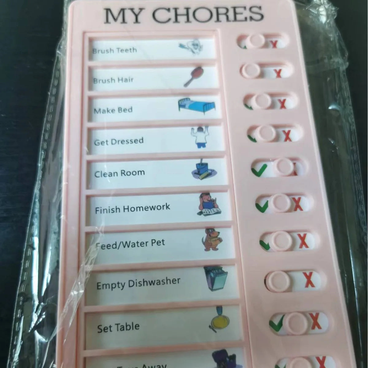 Kids Chore Chart Slide Knob – Visual Daily Routine Board Kids Chore Chart Babs 1pc 1