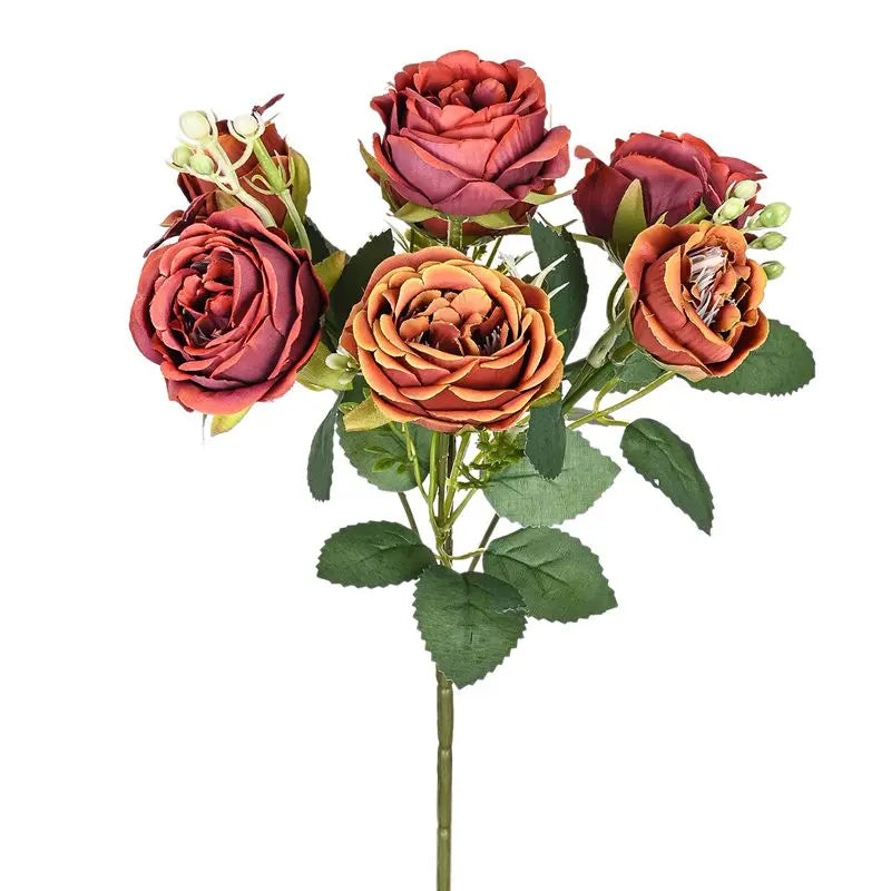 Silk Peony & Rose Artificial Flower Bouquet | Home Décor Artificial Flower Bouquet Babs Orange