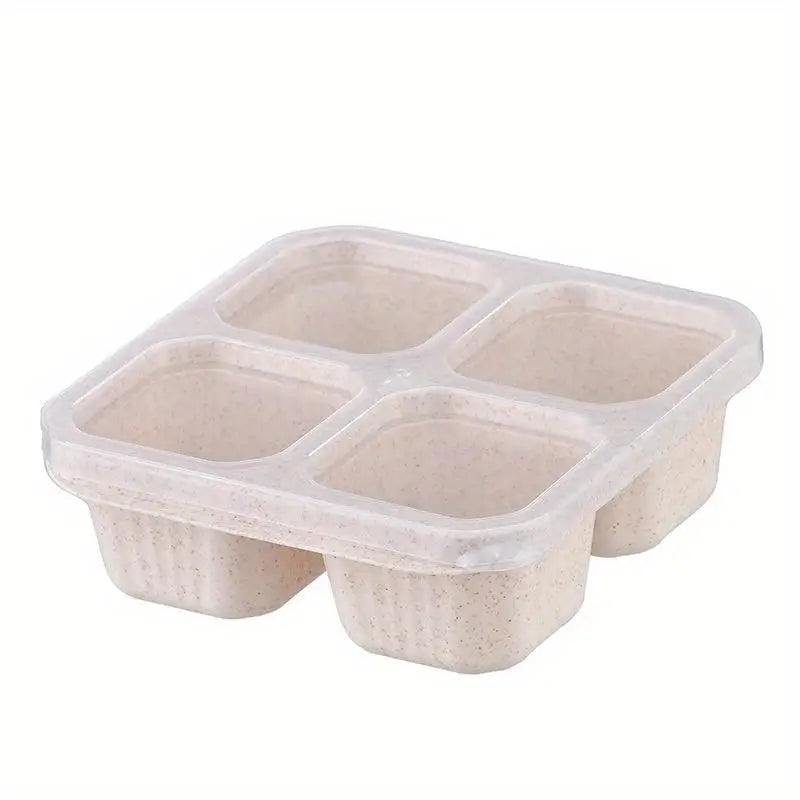 4-Compartment Bento Snack Box – Reusable Divided Lunch Container Bento Lunch Box Babs beige