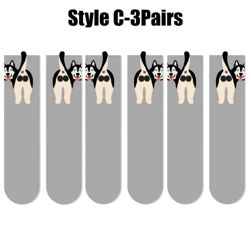 3D Dog Novelty Socks – Cute Animal Socks for Pet Lovers Novelty Animal Socks Babs Dog C-3Pairs One Size