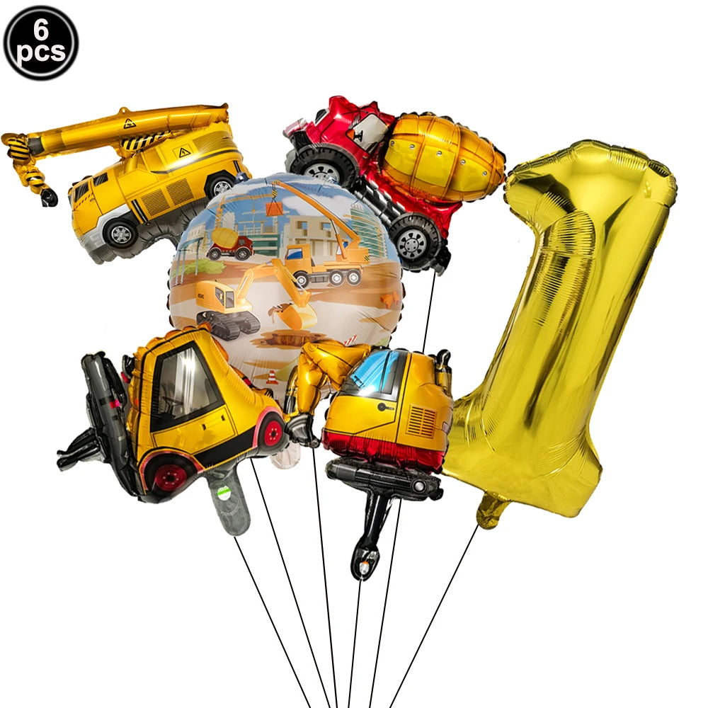 Construction Party Balloons – Excavator Dump Truck Boys Decor Party Balloons Babs army green As pictures show