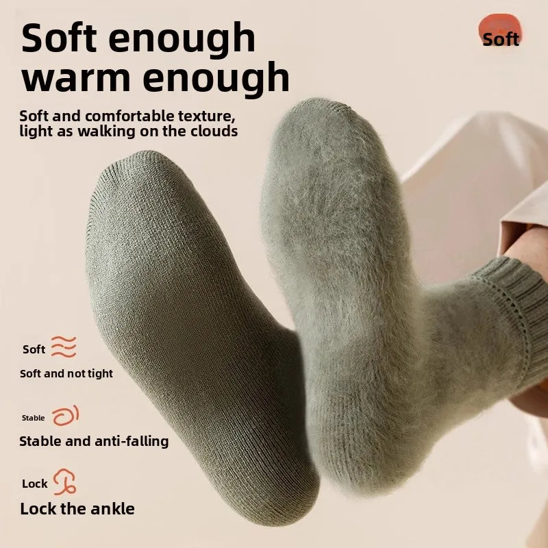 Men's Thick Fleece Lined Thermal Mid Calf Winter Socks 2-Pack Thermal Winter Socks Babs