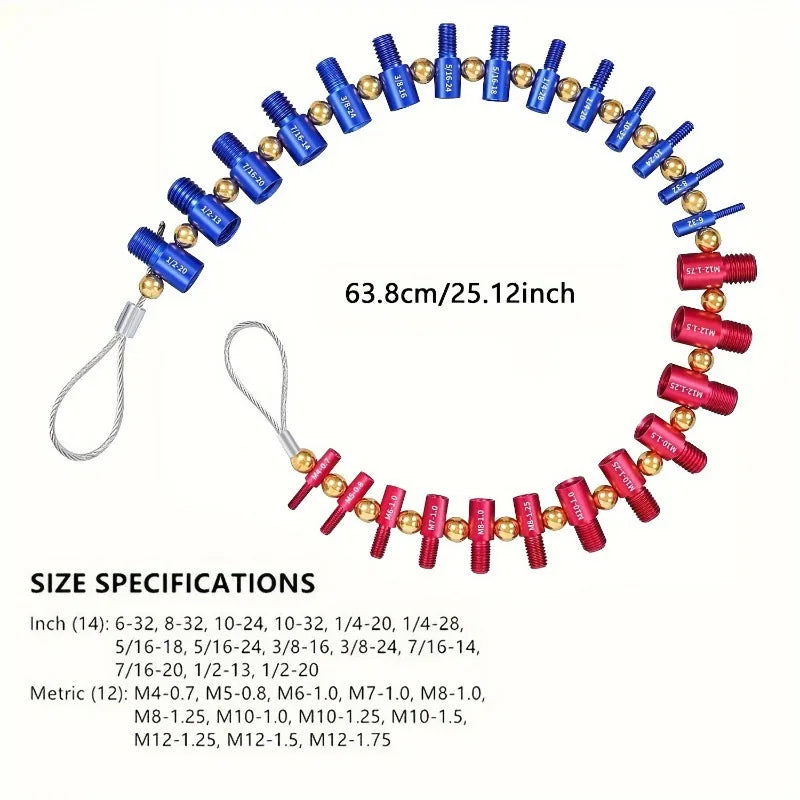 26-Pc Nut & Bolt Thread Checker Set – Inch & Metric Gauges Thread Gauge Set Babs