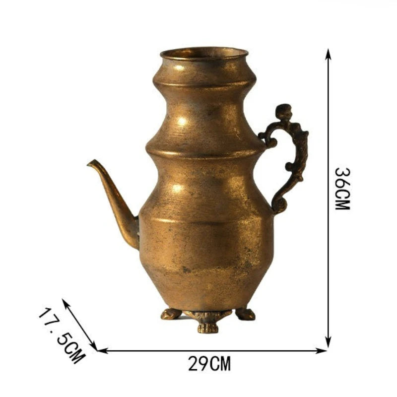 Retro Iron Kettle Vase – Tabletop Flower Vessel Home Décor Decorative Tabletop Vase Babs Kettle Vase
