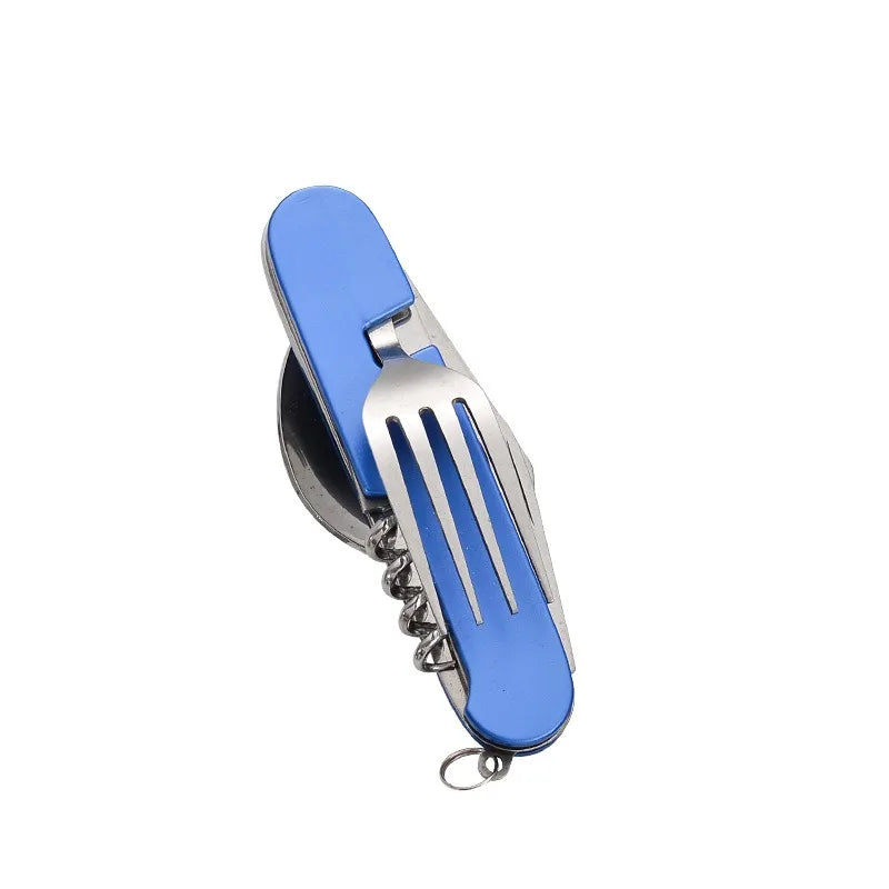 6-in-1 Foldable Camping Cutlery Set – Stainless Steel Utensils Camping Cutlery Set Babs Blue