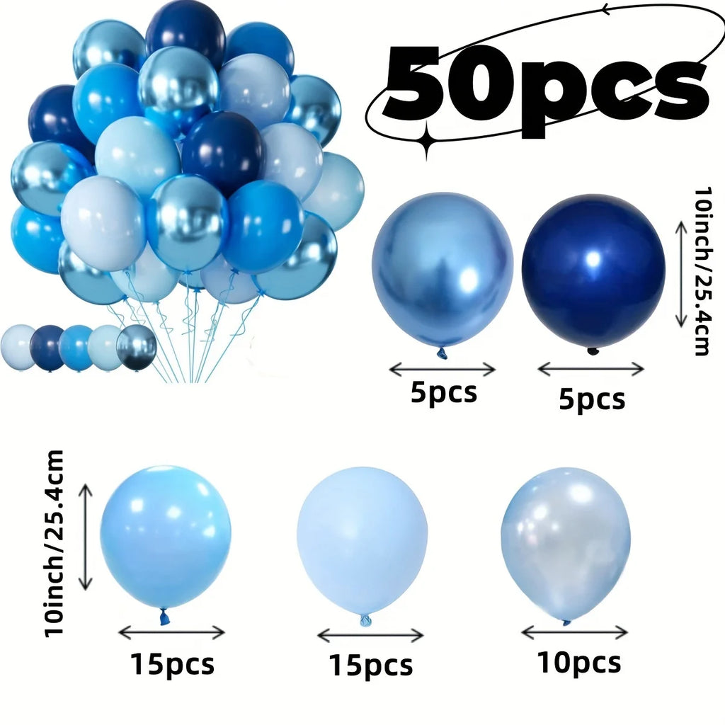 50 Metallic Blue Balloons – Party, Wedding & Graduation Decor Party Balloons Babs