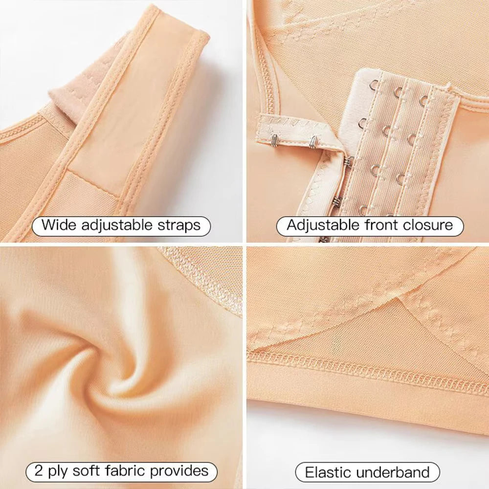 Plus Size Front Closure Wire-Free Bra – Full Coverage Bralette Front Closure Bralette Babs