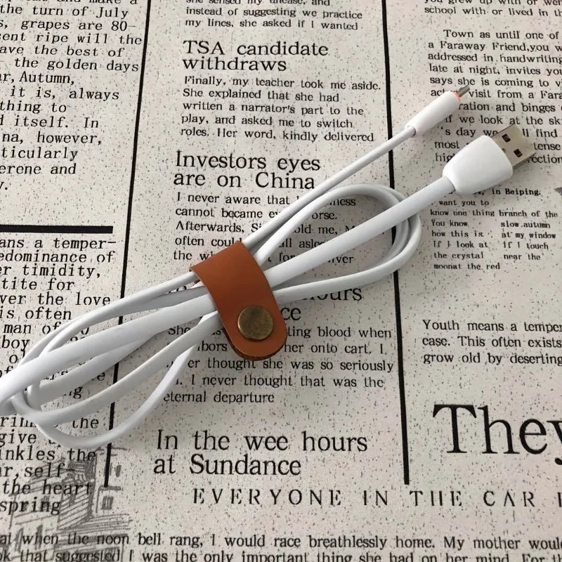10pcs Faux Leather Cable Ties – Wire & Earphone Organizer Cable Organizer Wrap Babs