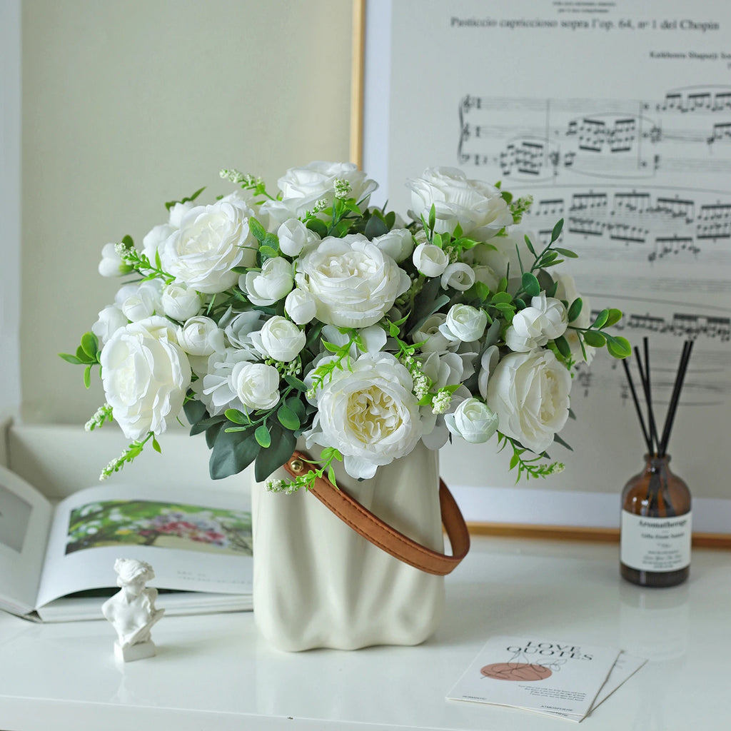 Artificial Silk Peony Hydrangea Bouquet – Wedding & Home Décor Artificial Flower Bouquet Babs