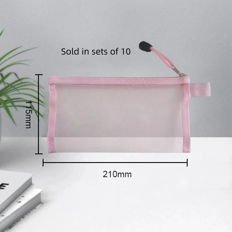 10-Pack Mesh Zipper Pencil Pouches – Clear See-Through Mesh Pencil Pouch Babs C