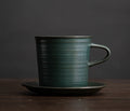 Vintage Japanese Handmade Ceramic Coffee Cup & Saucer Set Ceramic Cup & Saucer Babs green