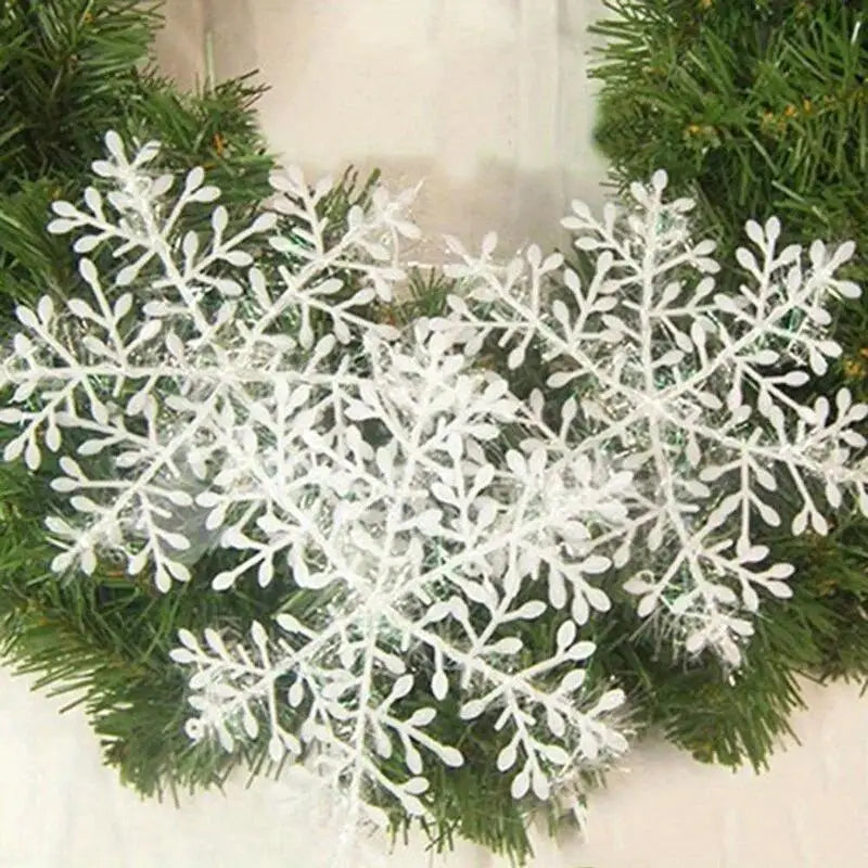 30pcs White Christmas Snowflake Tree Decorations Set Christmas Ornament Set Babs