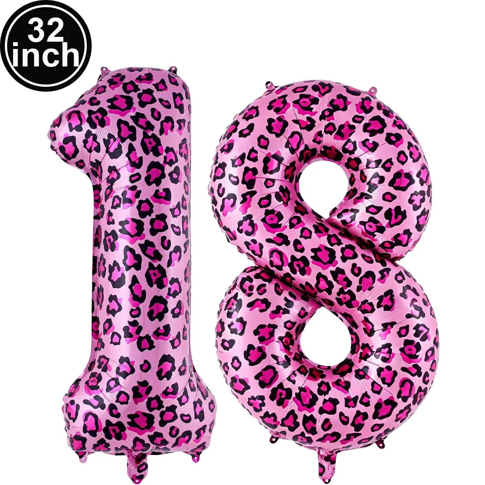 Pink Leopard Print 18th Birthday Party Decor – Balloons & Banner Party Decoration Set Babs