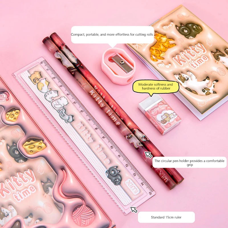 Kids Cartoon Stationery Set – 6-Piece Children's Study Kit Kids Stationery Set Babs