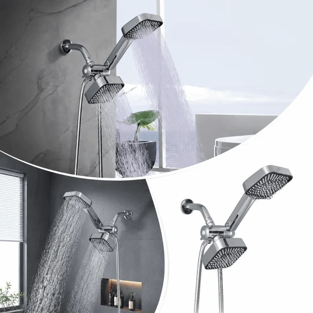 Square Handheld Shower Set with Hose, Bracket & 3-Way Diverter Handheld Shower Set Babs