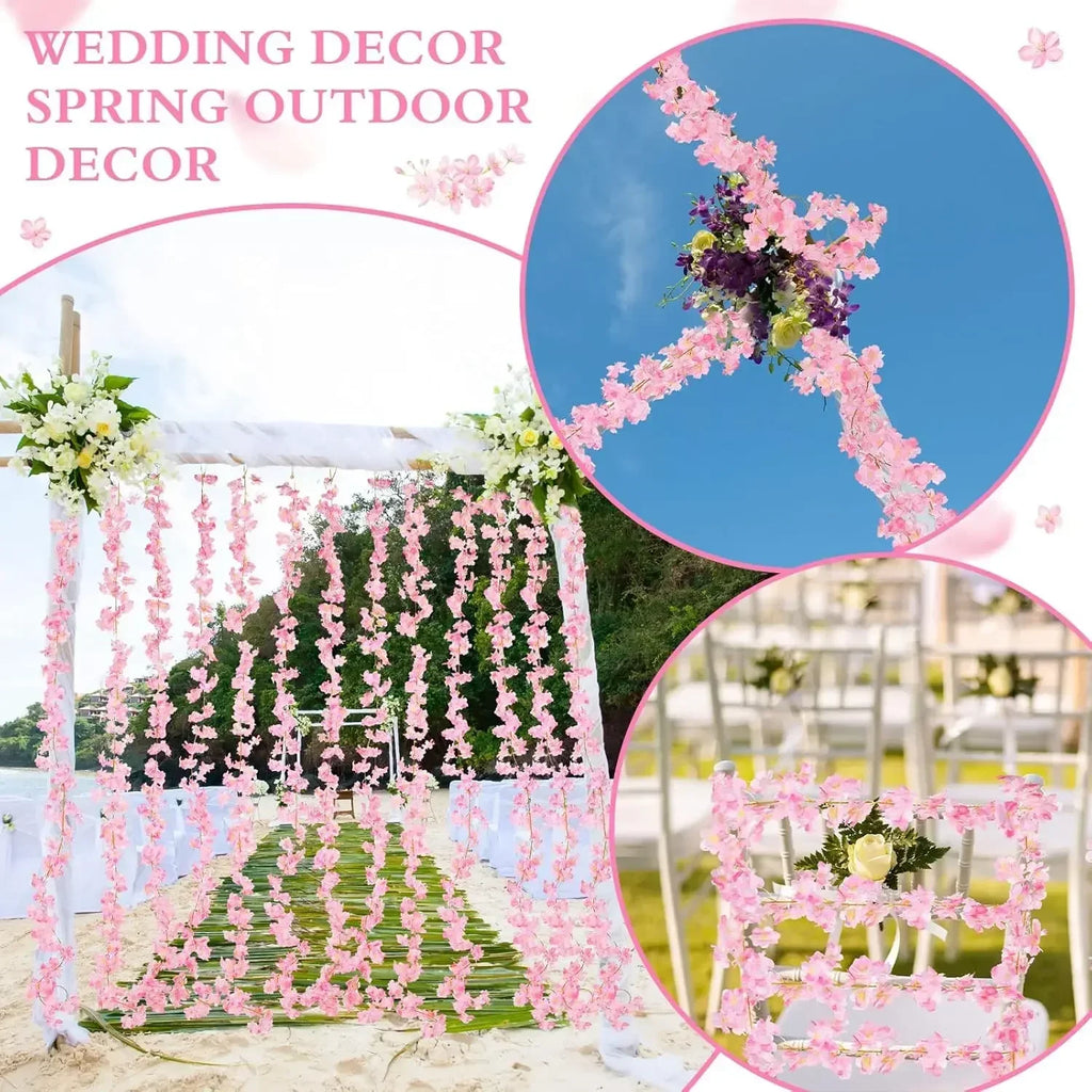 Artificial Cherry Blossom Vine Silk Flower Garland Wedding Decor Artificial Flower Garland Babs