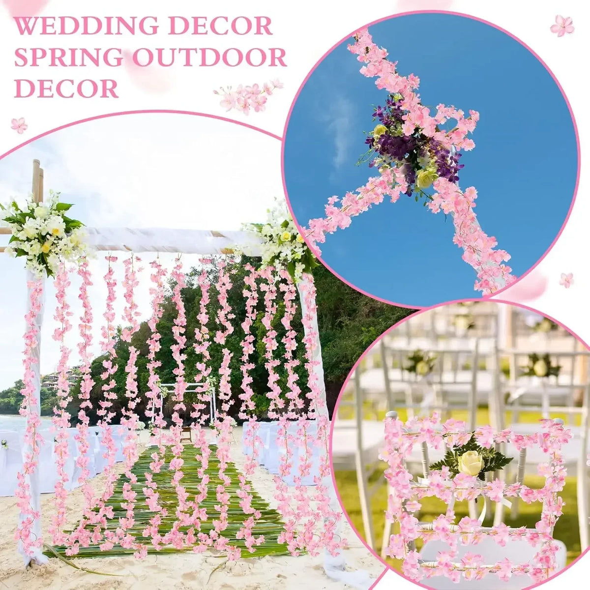 Artificial Cherry Blossom Vine Silk Flower Garland Wedding Decor Artificial Flower Garland Babs