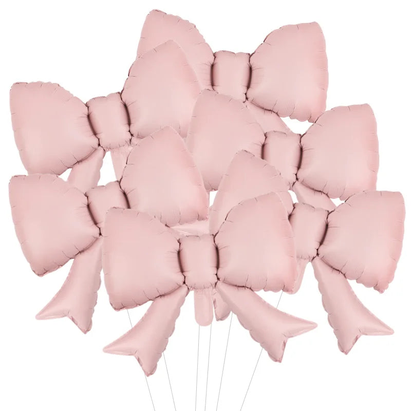 5pcs Baby Pink Bow Foil Balloons – Party & Baby Shower Decor Foil Party Balloons Babs 5pcs 21inch